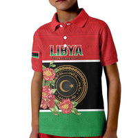 Personalized Libya Independence Day Kid Polo Shirt Pomegranate Blossom With Libyan Seal - Wonder Print Shop