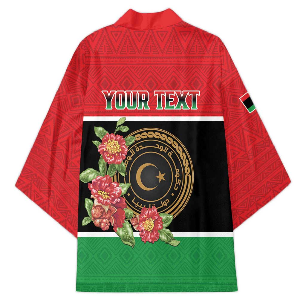 Personalized Libya Independence Day Kimono Pomegranate Blossom With Libyan Seal - Wonder Print Shop