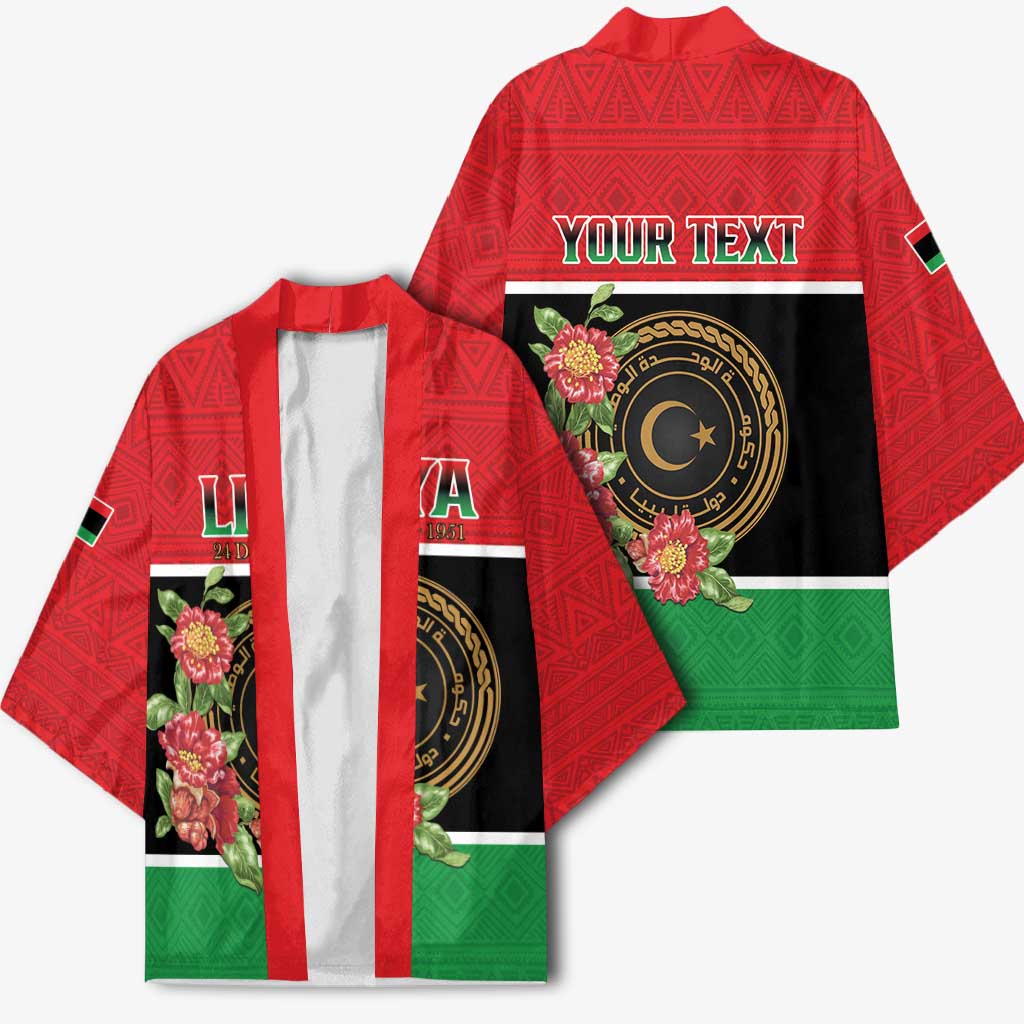 Personalized Libya Independence Day Kimono Pomegranate Blossom With Libyan Seal - Wonder Print Shop