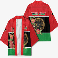 Personalized Libya Independence Day Kimono Pomegranate Blossom With Libyan Seal - Wonder Print Shop
