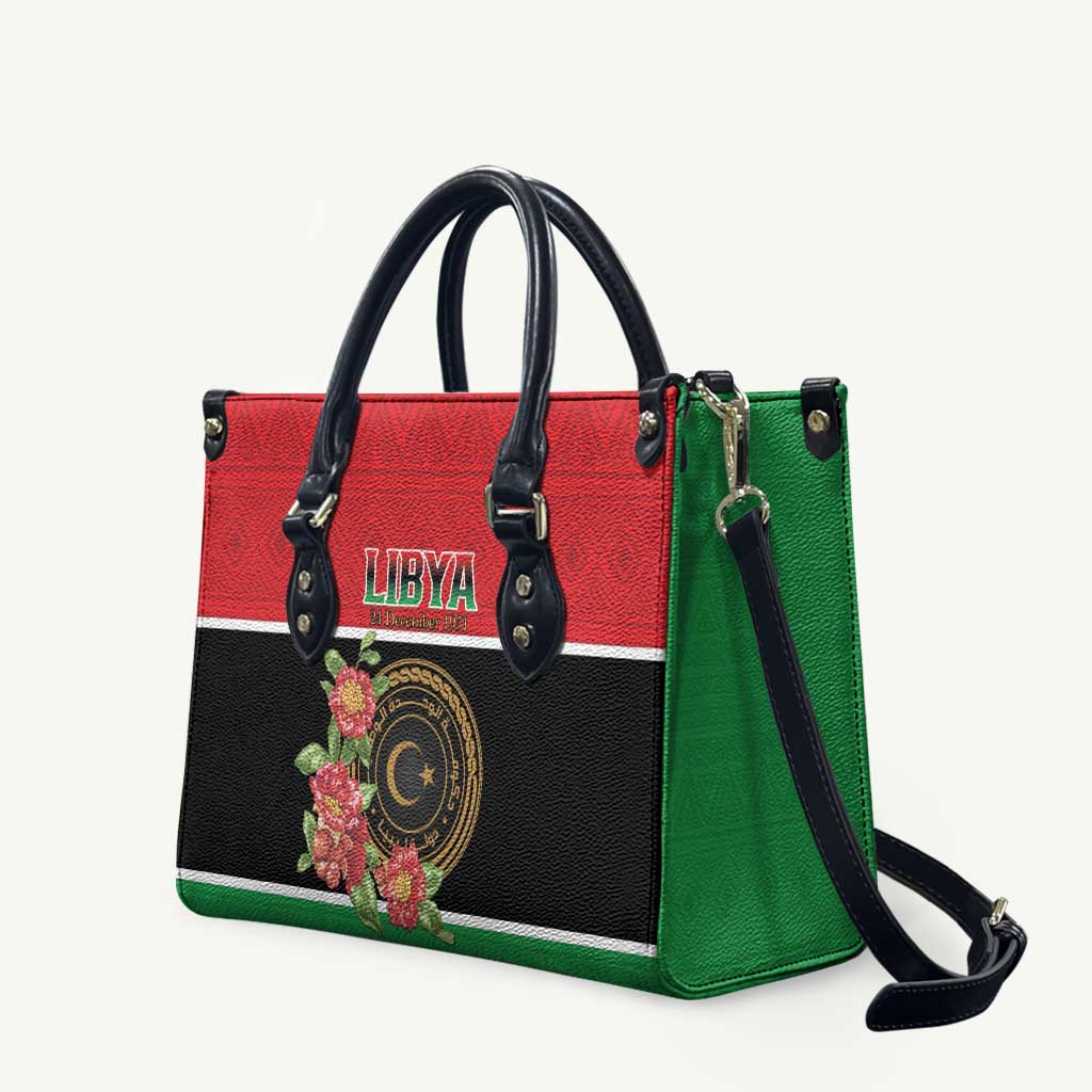 Libya Independence Day Leather Bag Pomegranate Blossom With Libyan Seal - Wonder Print Shop