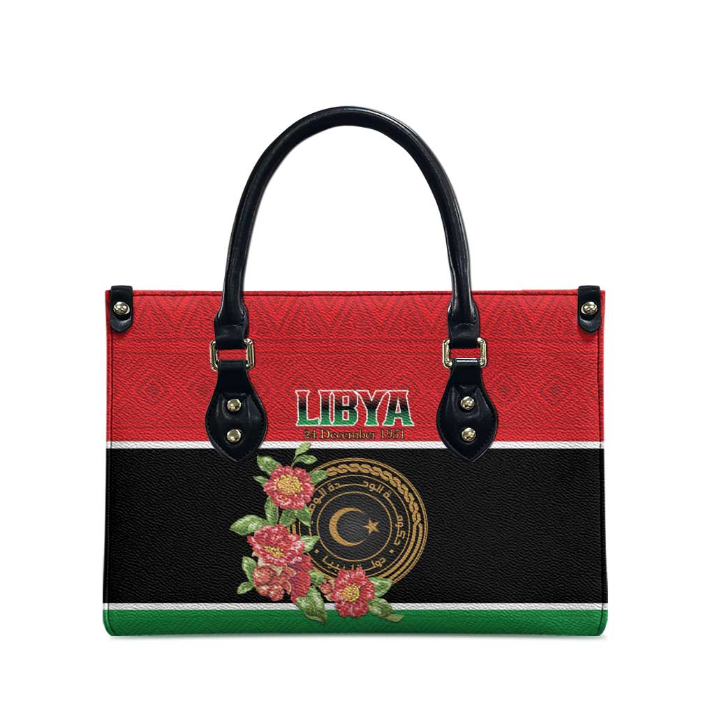 Libya Independence Day Leather Bag Pomegranate Blossom With Libyan Seal - Wonder Print Shop