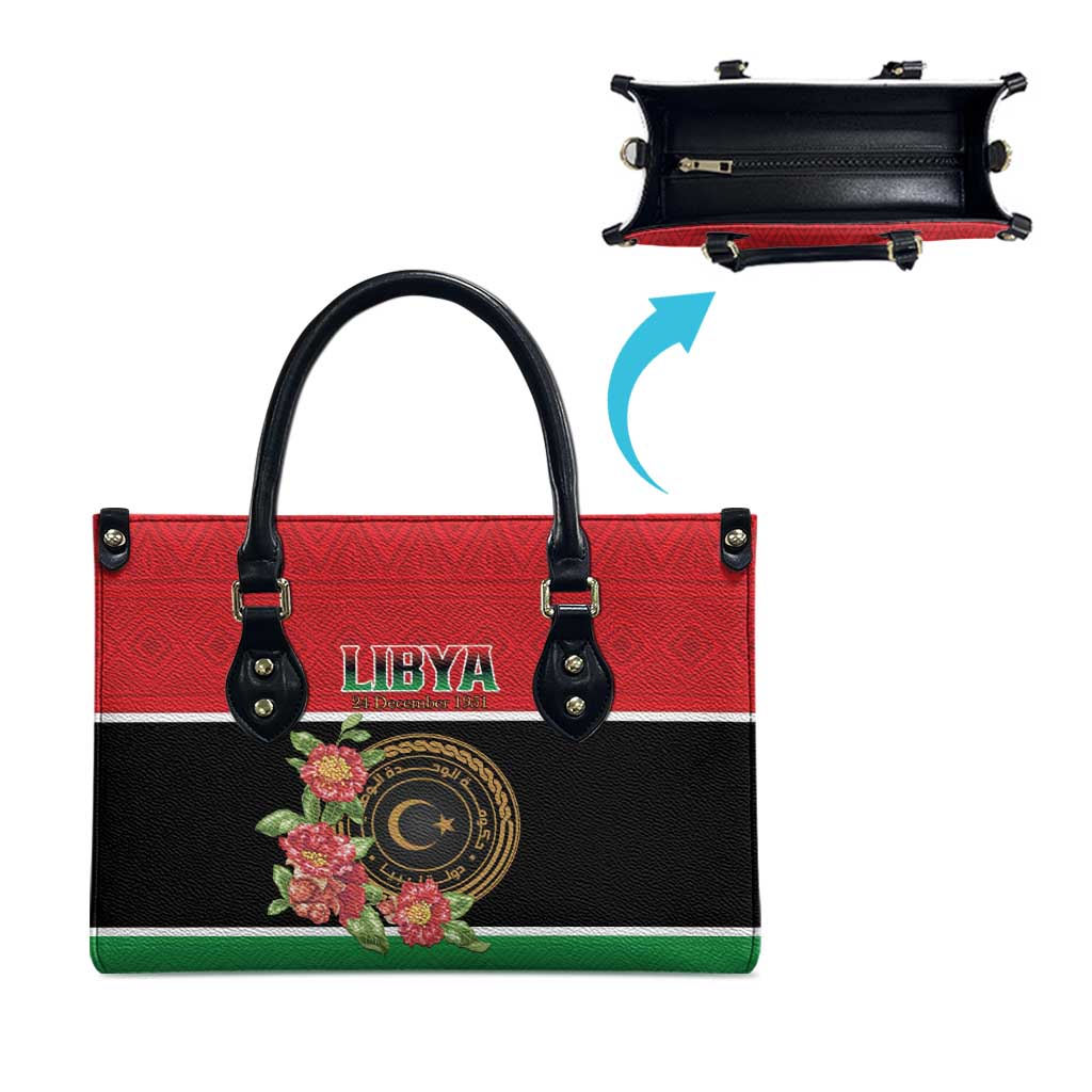 Libya Independence Day Leather Bag Pomegranate Blossom With Libyan Seal - Wonder Print Shop