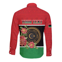 Personalized Libya Independence Day Long Sleeve Button Shirt Pomegranate Blossom With Libyan Seal - Wonder Print Shop