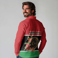 Personalized Libya Independence Day Long Sleeve Polo Shirt Pomegranate Blossom With Libyan Seal - Wonder Print Shop
