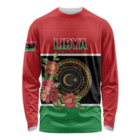 Personalized Libya Independence Day Long Sleeve Shirt Pomegranate Blossom With Libyan Seal - Wonder Print Shop