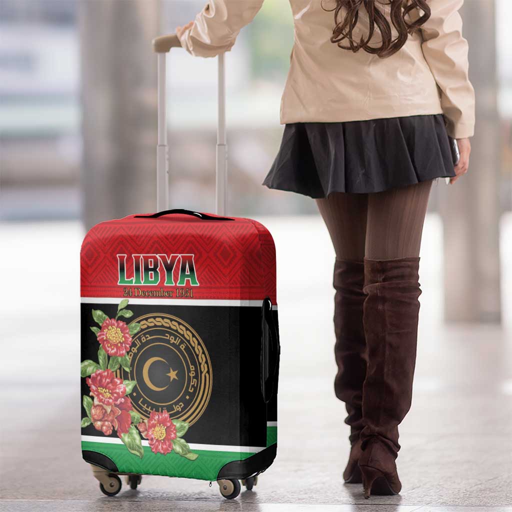 Libya Independence Day Luggage Cover Pomegranate Blossom With Libyan Seal - Wonder Print Shop