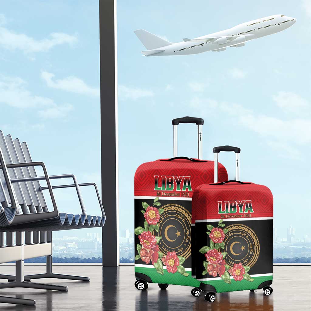 Libya Independence Day Luggage Cover Pomegranate Blossom With Libyan Seal - Wonder Print Shop