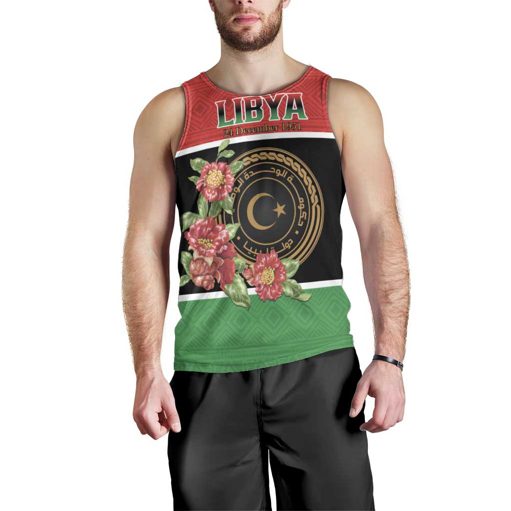 Personalized Libya Independence Day Men Tank Top Pomegranate Blossom With Libyan Seal - Wonder Print Shop