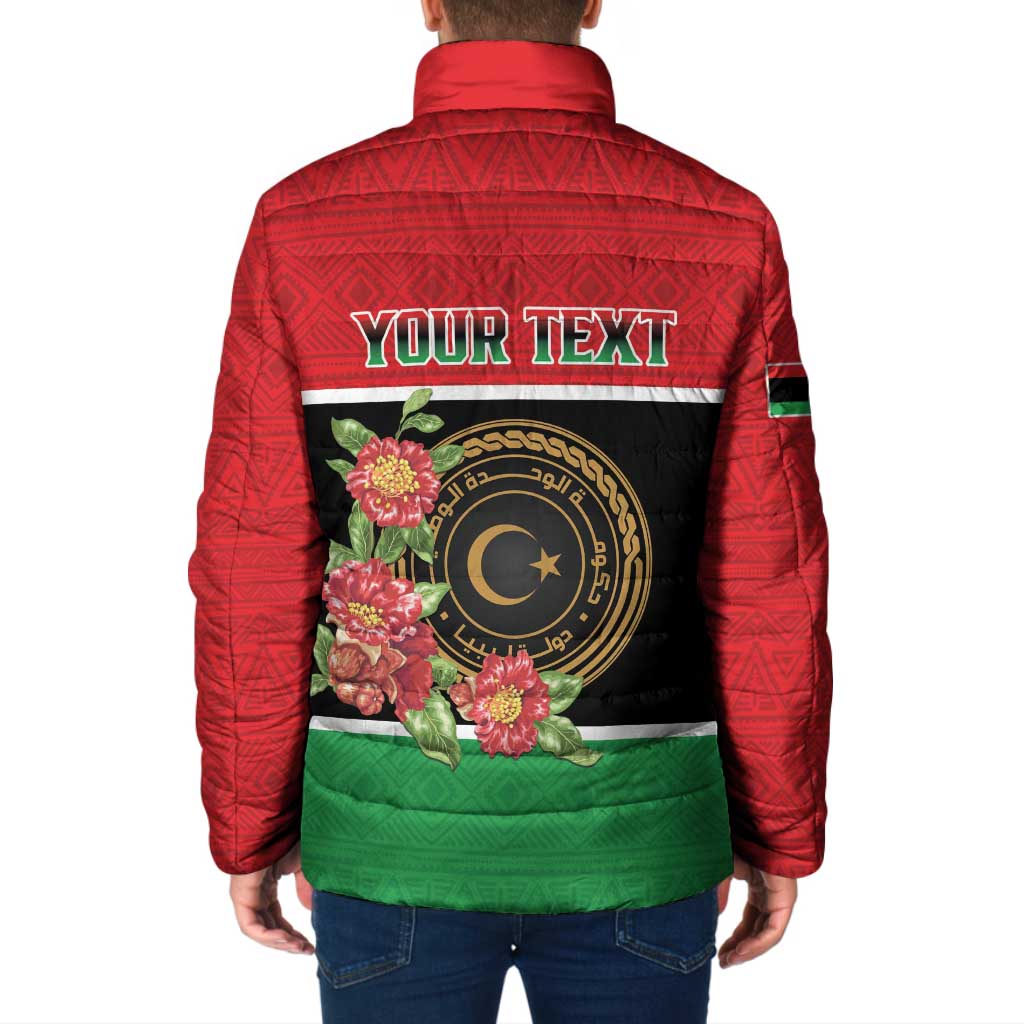 Personalized Libya Independence Day Padded Jacket Pomegranate Blossom With Libyan Seal - Wonder Print Shop