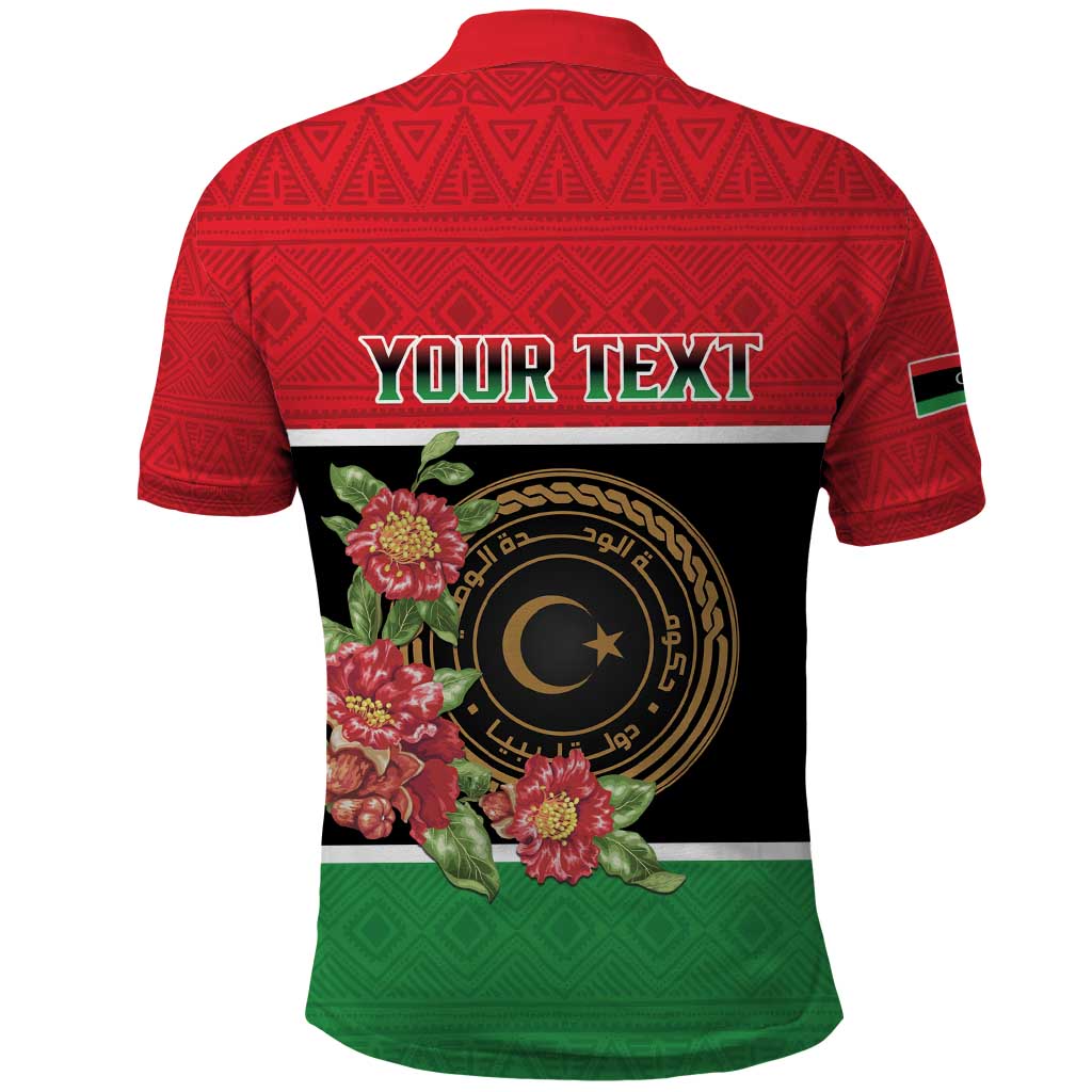 Personalized Libya Independence Day Polo Shirt Pomegranate Blossom With Libyan Seal - Wonder Print Shop