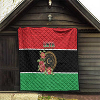 Libya Independence Day Quilt Pomegranate Blossom With Libyan Seal - Wonder Print Shop