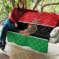 Libya Independence Day Quilt Pomegranate Blossom With Libyan Seal - Wonder Print Shop