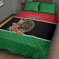 Libya Independence Day Quilt Bed Set Pomegranate Blossom With Libyan Seal - Wonder Print Shop