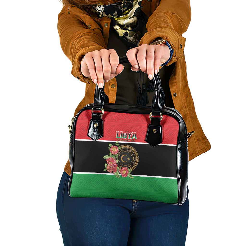 Libya Independence Day Shoulder Handbag Pomegranate Blossom With Libyan Seal - Wonder Print Shop