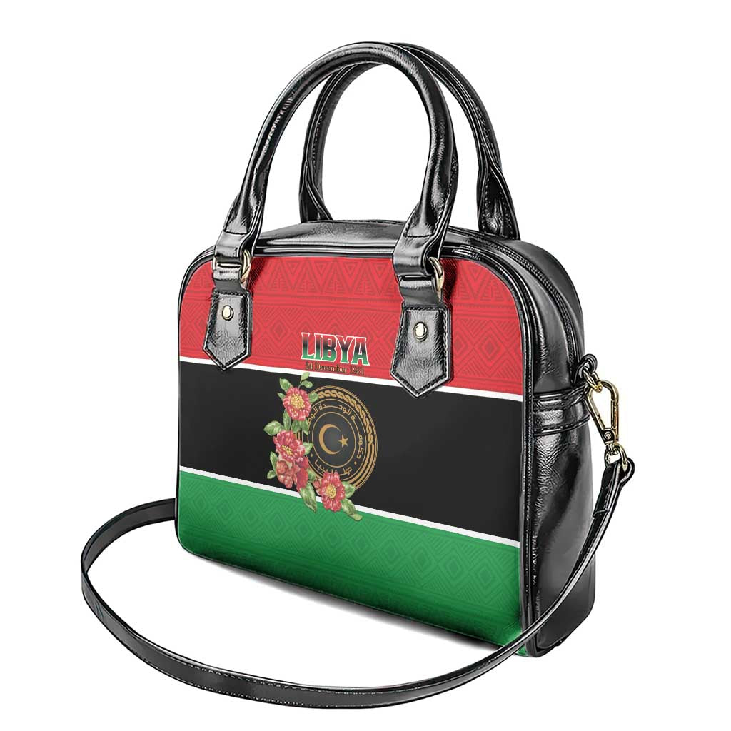Libya Independence Day Shoulder Handbag Pomegranate Blossom With Libyan Seal - Wonder Print Shop
