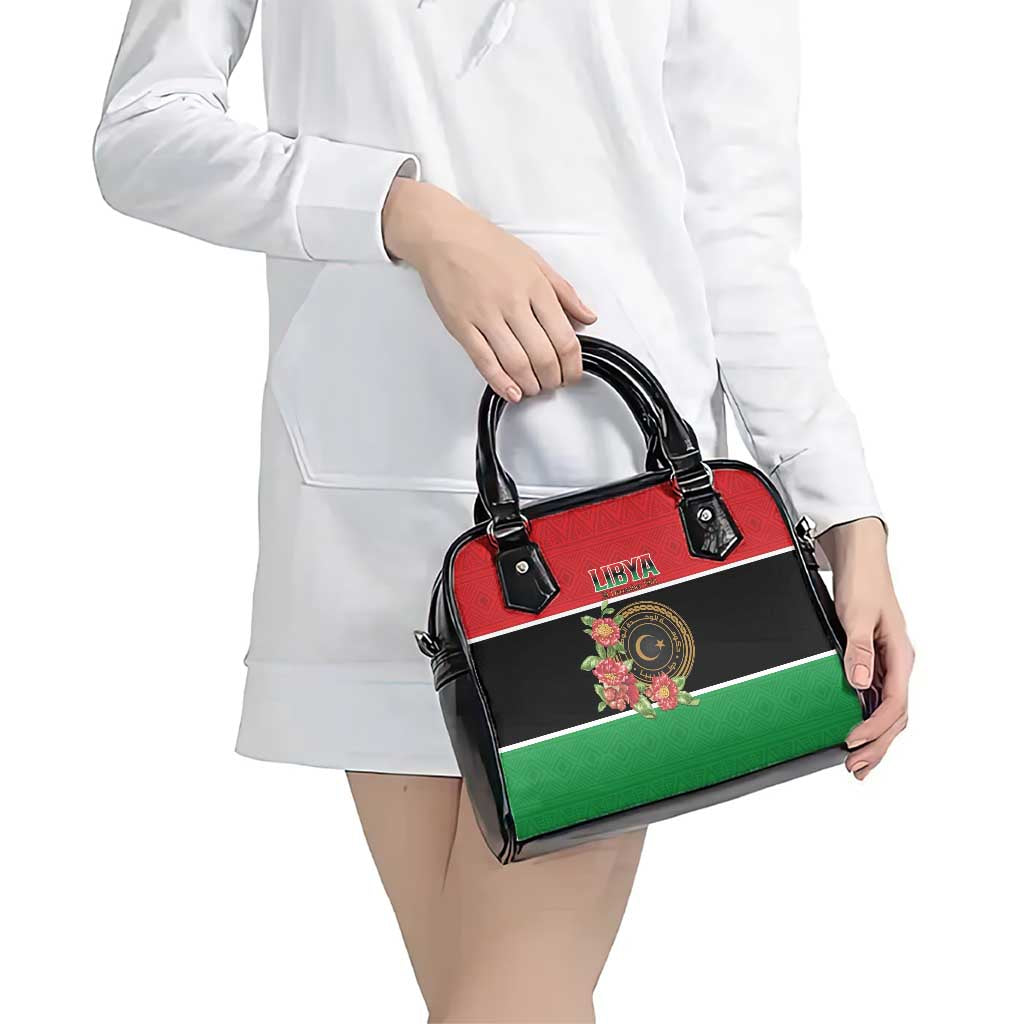 Libya Independence Day Shoulder Handbag Pomegranate Blossom With Libyan Seal - Wonder Print Shop