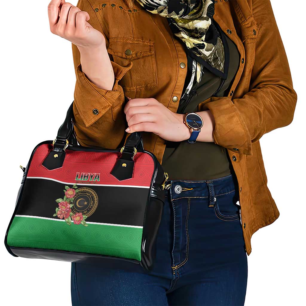 Libya Independence Day Shoulder Handbag Pomegranate Blossom With Libyan Seal - Wonder Print Shop