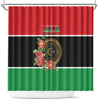 Libya Independence Day Shower Curtain Pomegranate Blossom With Libyan Seal - Wonder Print Shop