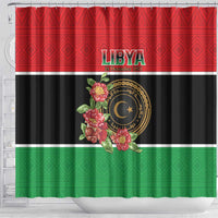 Libya Independence Day Shower Curtain Pomegranate Blossom With Libyan Seal - Wonder Print Shop
