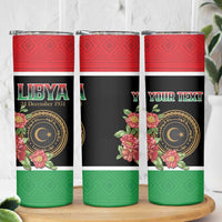 Personalized Libya Independence Day Skinny Tumbler Pomegranate Blossom With Libyan Seal - Wonder Print Shop