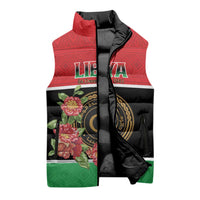 Personalized Libya Independence Day Sleeveless Puffer Jacket Pomegranate Blossom With Libyan Seal - Wonder Print Shop