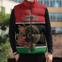 Personalized Libya Independence Day Sleeveless Puffer Jacket Pomegranate Blossom With Libyan Seal - Wonder Print Shop