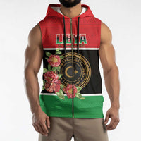 Personalized Libya Independence Day Sleeveless Zip Hoodie Pomegranate Blossom With Libyan Seal - Wonder Print Shop