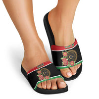Libya Independence Day Slide Sandals Pomegranate Blossom With Libyan Seal - Wonder Print Shop