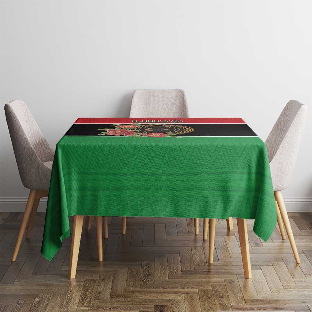 Libya Independence Day Tablecloth Pomegranate Blossom With Libyan Seal - Wonder Print Shop