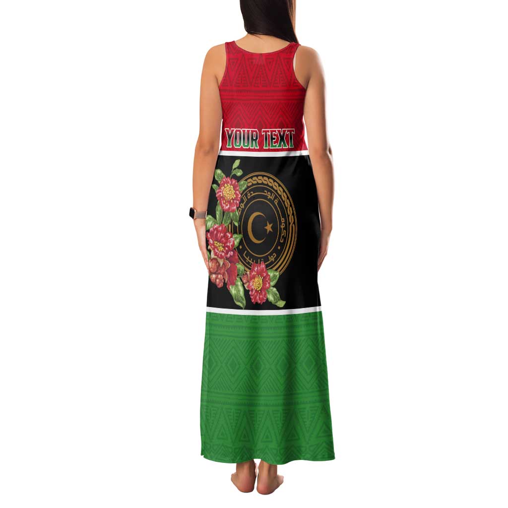 Personalized Libya Independence Day Tank Maxi Dress Pomegranate Blossom With Libyan Seal - Wonder Print Shop