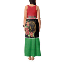 Personalized Libya Independence Day Tank Maxi Dress Pomegranate Blossom With Libyan Seal - Wonder Print Shop