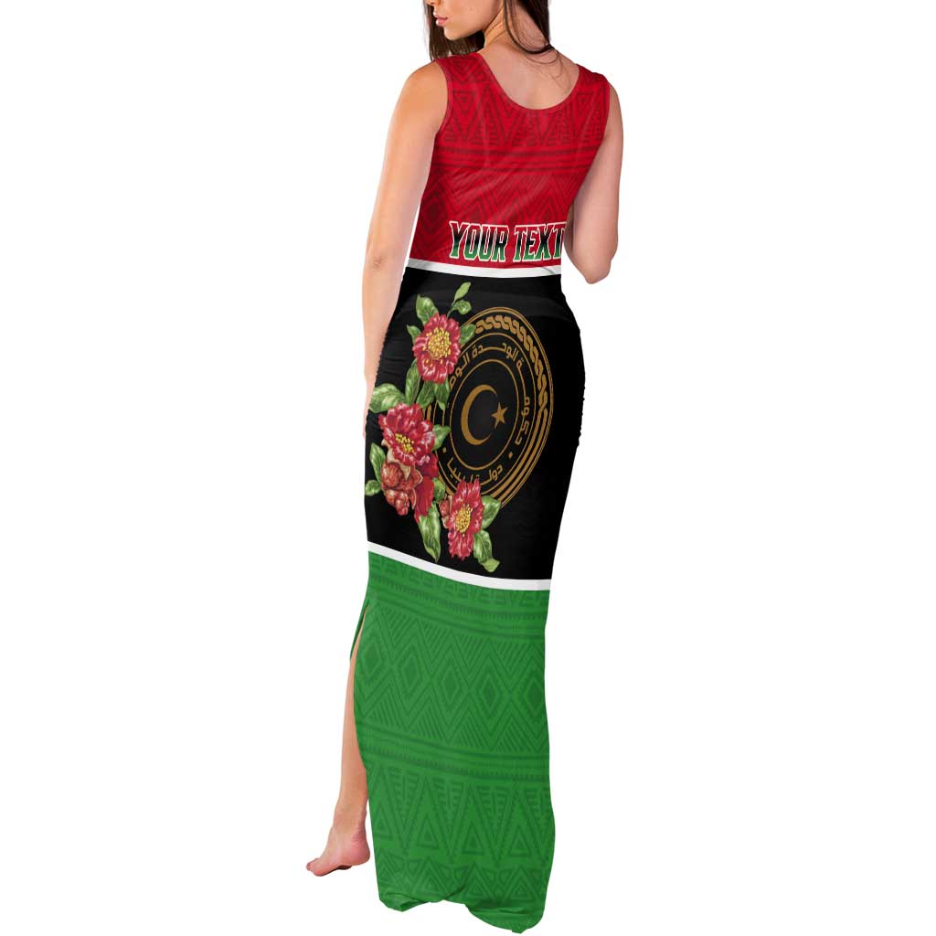 Personalized Libya Independence Day Tank Maxi Dress Pomegranate Blossom With Libyan Seal - Wonder Print Shop