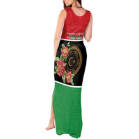 Personalized Libya Independence Day Tank Maxi Dress Pomegranate Blossom With Libyan Seal - Wonder Print Shop