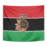 Libya Independence Day Tapestry Pomegranate Blossom With Libyan Seal - Wonder Print Shop