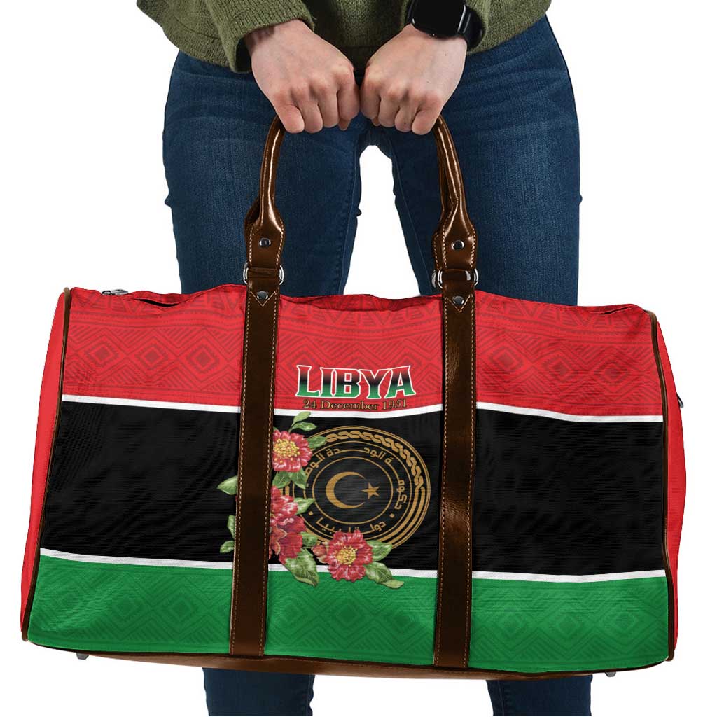 Libya Independence Day Travel Bag Pomegranate Blossom With Libyan Seal - Wonder Print Shop