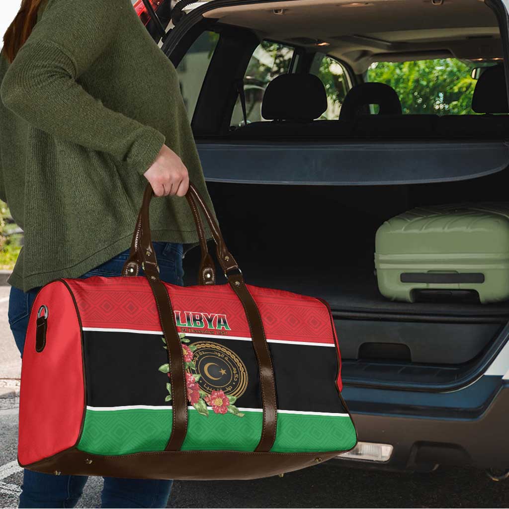 Libya Independence Day Travel Bag Pomegranate Blossom With Libyan Seal - Wonder Print Shop