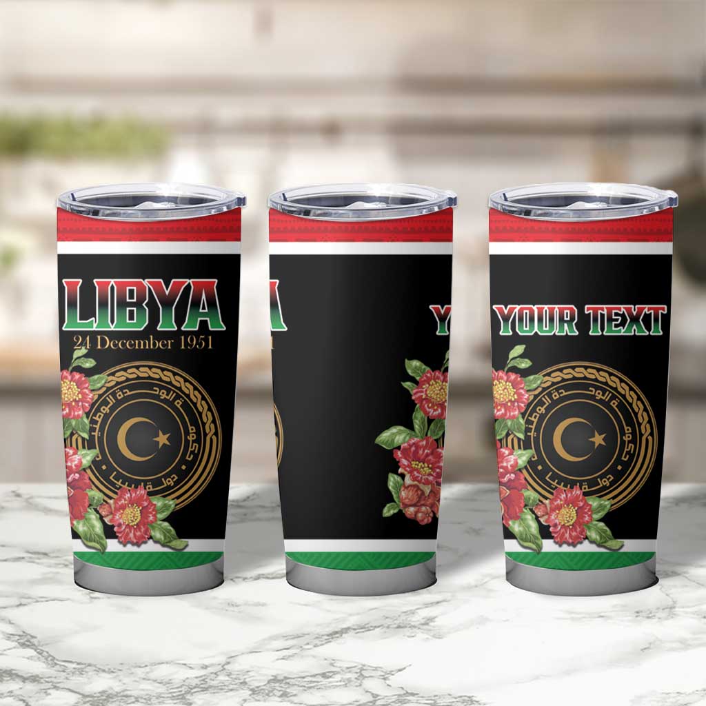 Personalized Libya Independence Day Tumbler Cup Pomegranate Blossom With Libyan Seal - Wonder Print Shop