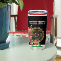 Personalized Libya Independence Day Tumbler Cup Pomegranate Blossom With Libyan Seal - Wonder Print Shop