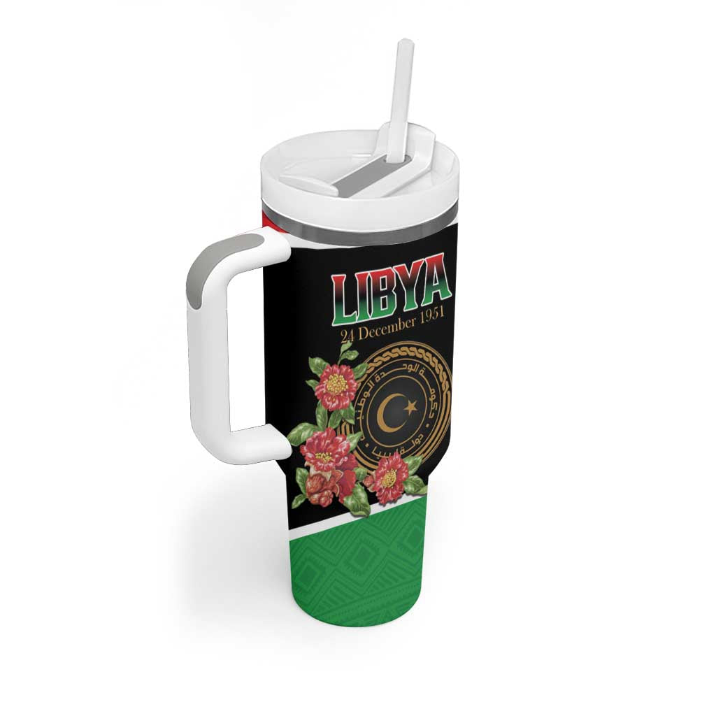 Personalized Libya Independence Day Tumbler With Handle Pomegranate Blossom With Libyan Seal - Wonder Print Shop