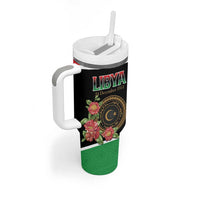 Personalized Libya Independence Day Tumbler With Handle Pomegranate Blossom With Libyan Seal - Wonder Print Shop
