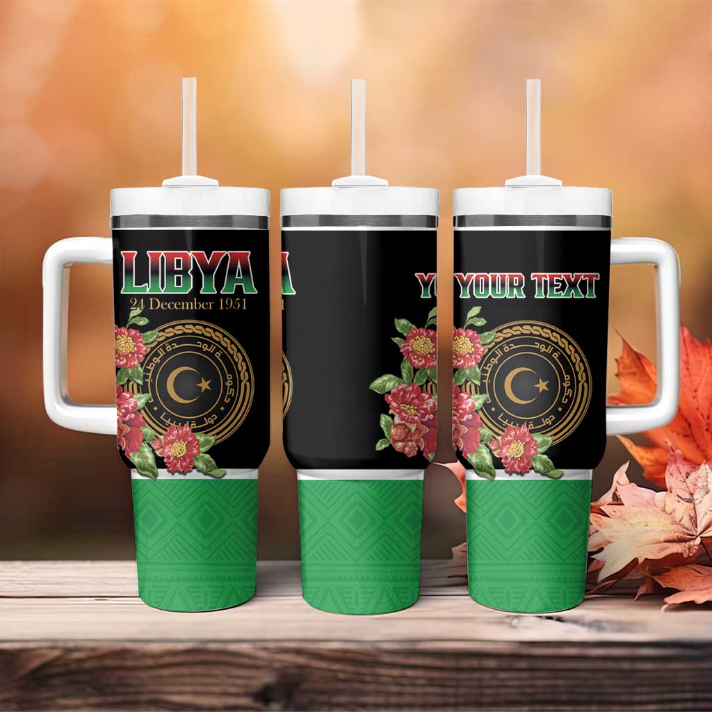 Personalized Libya Independence Day Tumbler With Handle Pomegranate Blossom With Libyan Seal - Wonder Print Shop