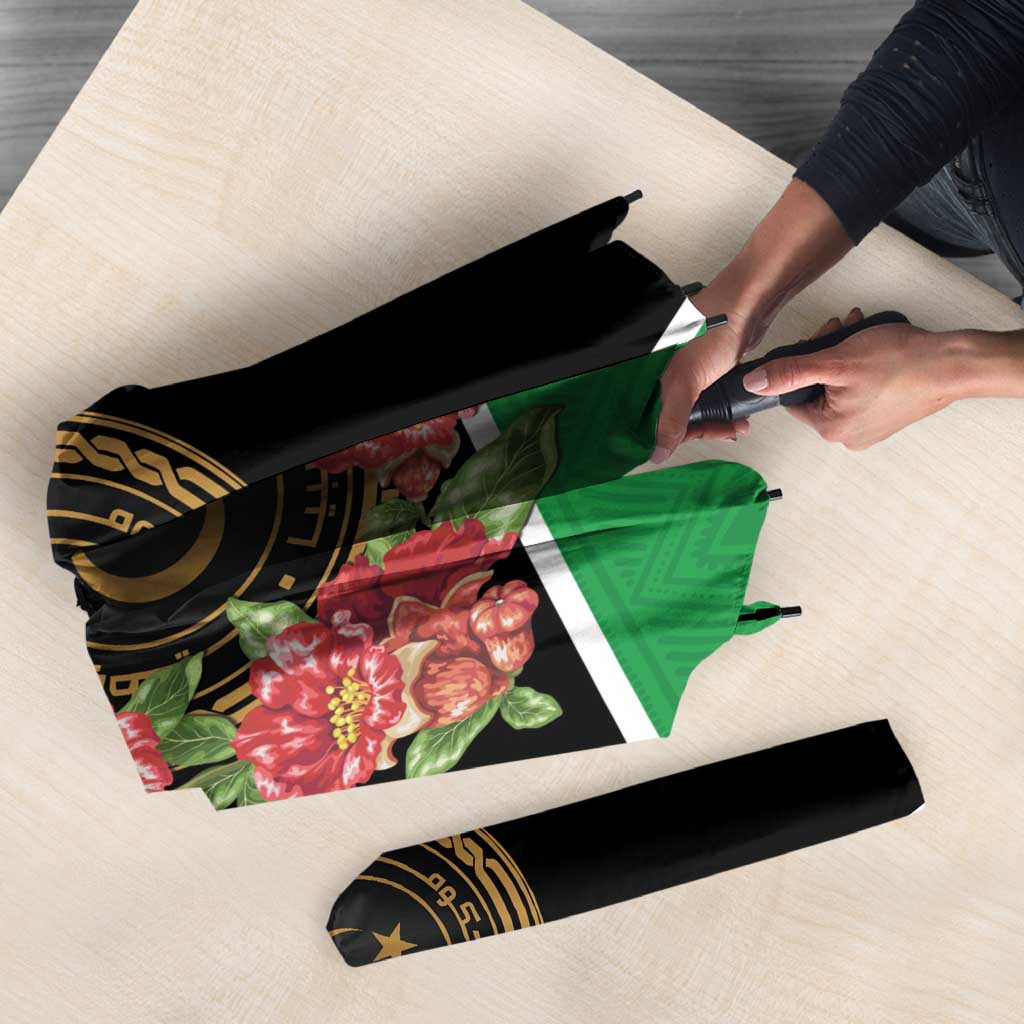 Libya Independence Day Umbrella Pomegranate Blossom With Libyan Seal - Wonder Print Shop