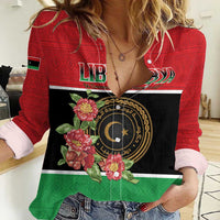 Personalized Libya Independence Day Women Casual Shirt Pomegranate Blossom With Libyan Seal - Wonder Print Shop