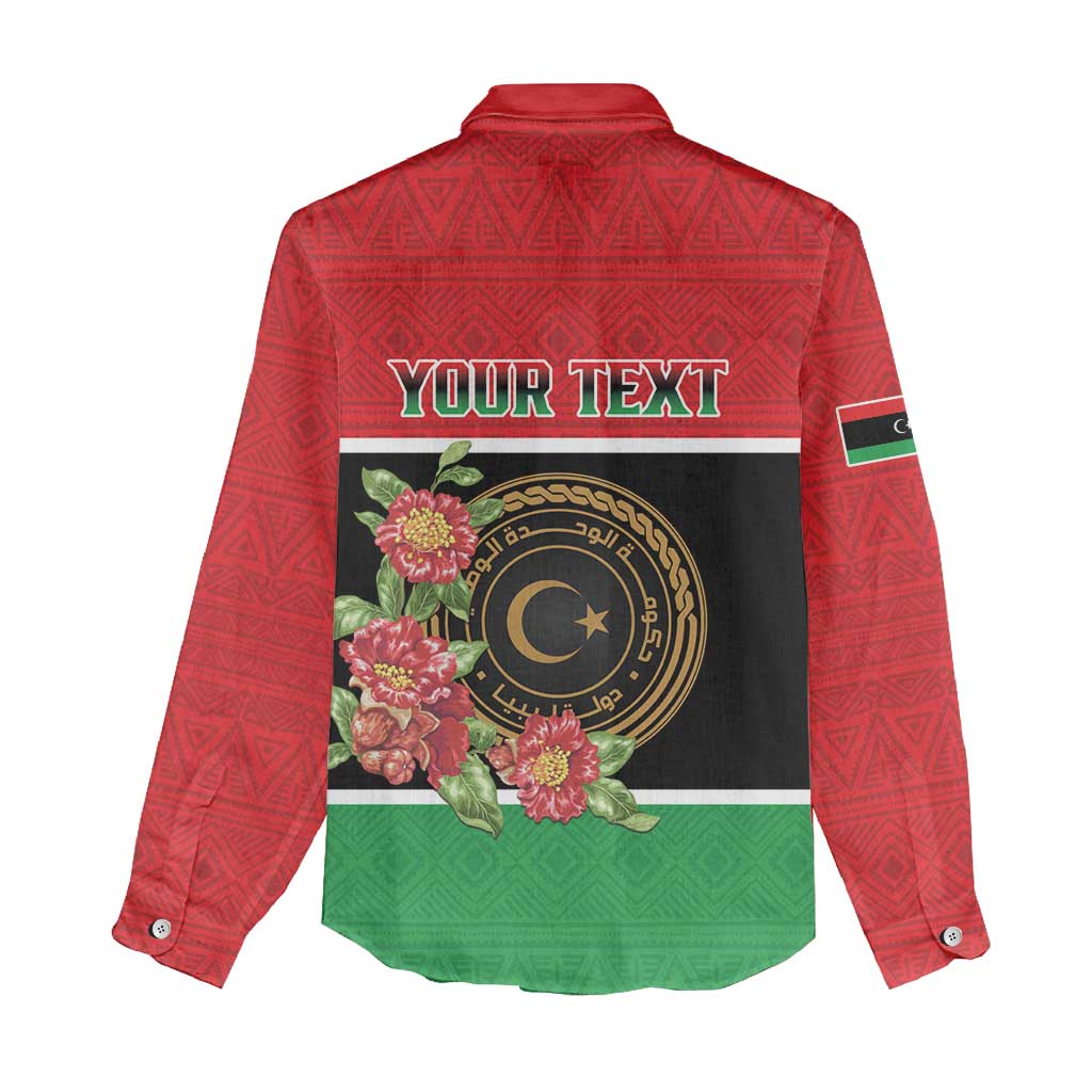 Personalized Libya Independence Day Women Casual Shirt Pomegranate Blossom With Libyan Seal - Wonder Print Shop