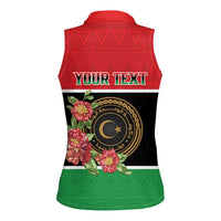 Personalized Libya Independence Day Women Sleeveless Polo Shirt Pomegranate Blossom With Libyan Seal - Wonder Print Shop