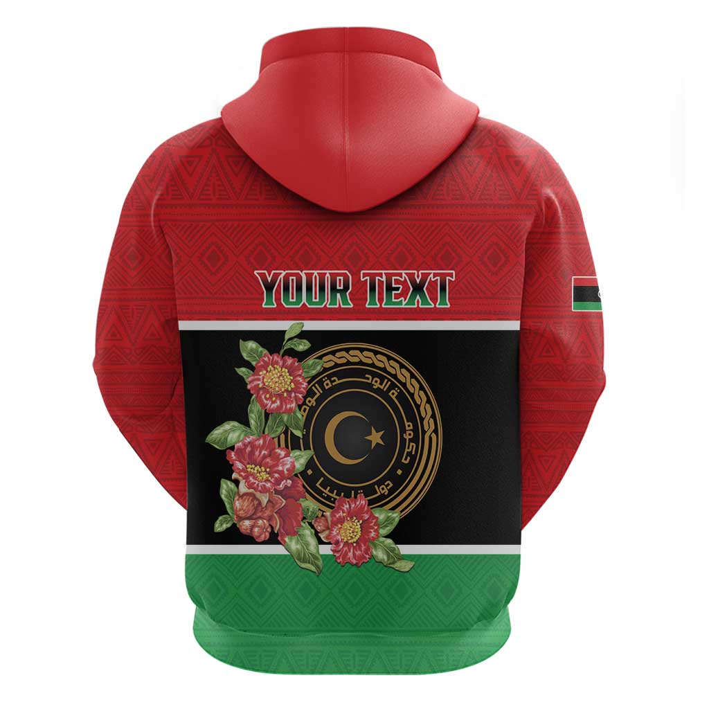 Personalized Libya Independence Day Zip Hoodie Pomegranate Blossom With Libyan Seal - Wonder Print Shop