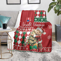 Slovakia Christmas Blanket Brown Bear Mix Argyle Pattern