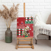 Slovakia Christmas Canvas Wall Art Brown Bear Mix Argyle Pattern - Wonder Print Shop