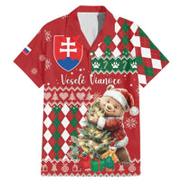 Personalised Slovakia Christmas Family Matching Mermaid Dress and Hawaiian Shirt Brown Bear Mix Argyle Pattern - Wonder Print Shop